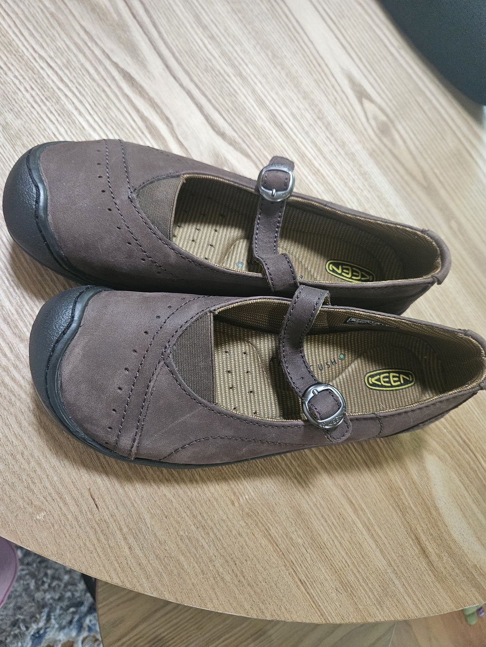Keen Brown Mary Jane Slip-On Flats with Buckle